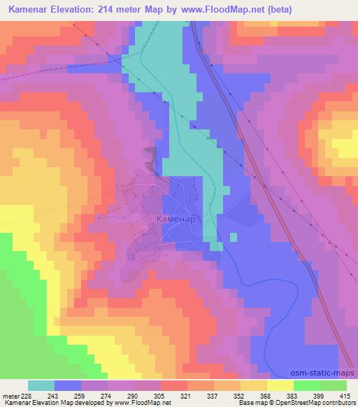 Kamenar,Bulgaria Elevation Map