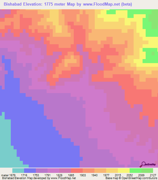 Bishabad,Iran Elevation Map