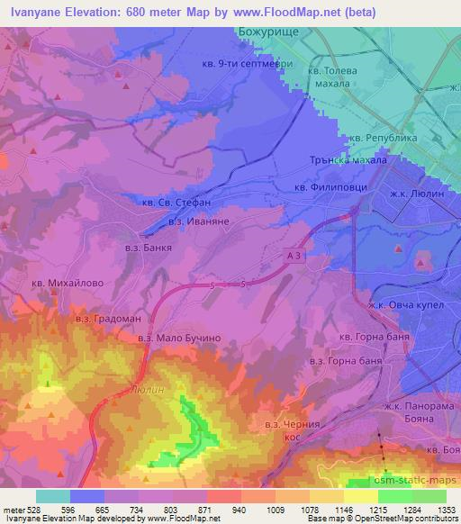 Ivanyane,Bulgaria Elevation Map