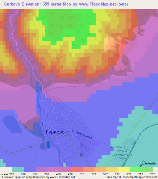 Gurkovo,Bulgaria Elevation Map
