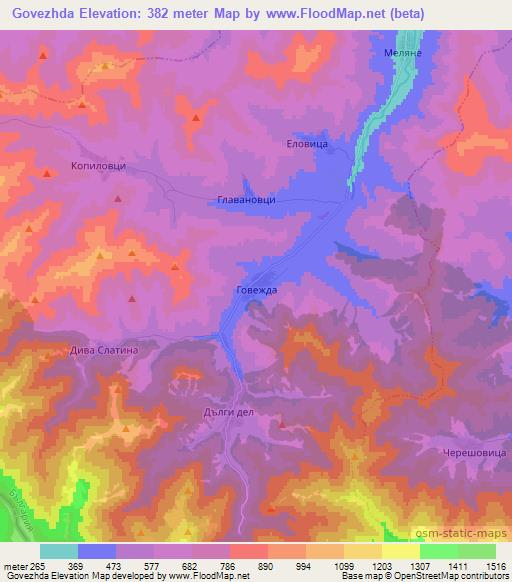 Govezhda,Bulgaria Elevation Map