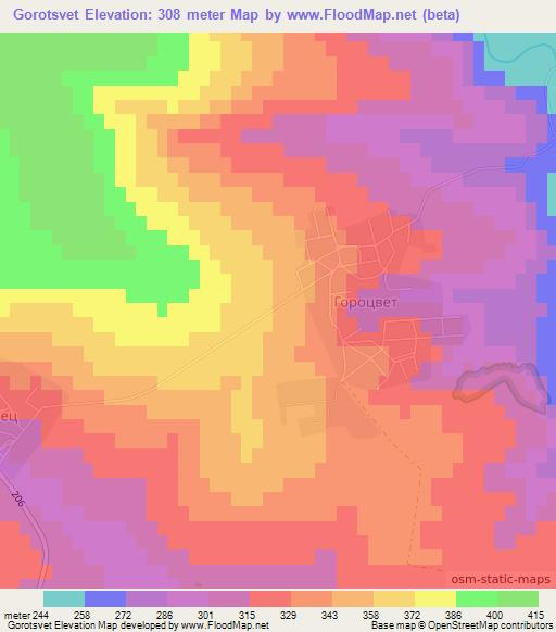 Gorotsvet,Bulgaria Elevation Map
