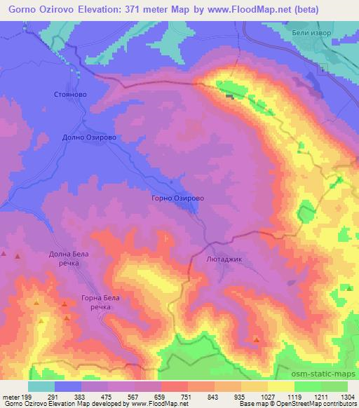 Gorno Ozirovo,Bulgaria Elevation Map