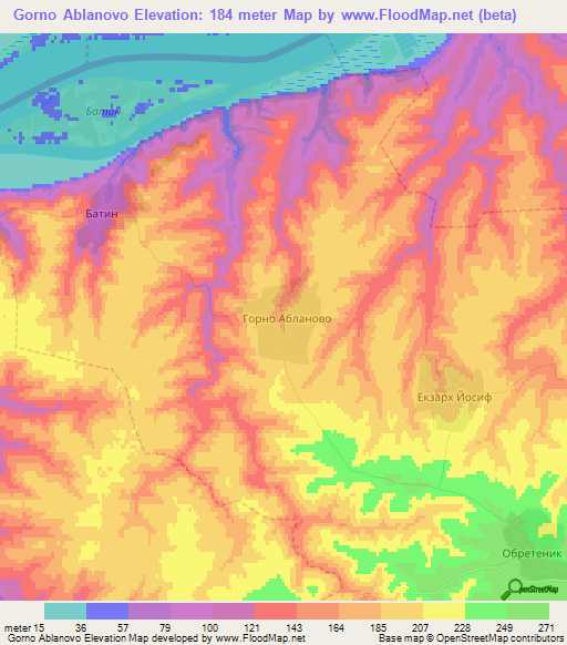 Gorno Ablanovo,Bulgaria Elevation Map