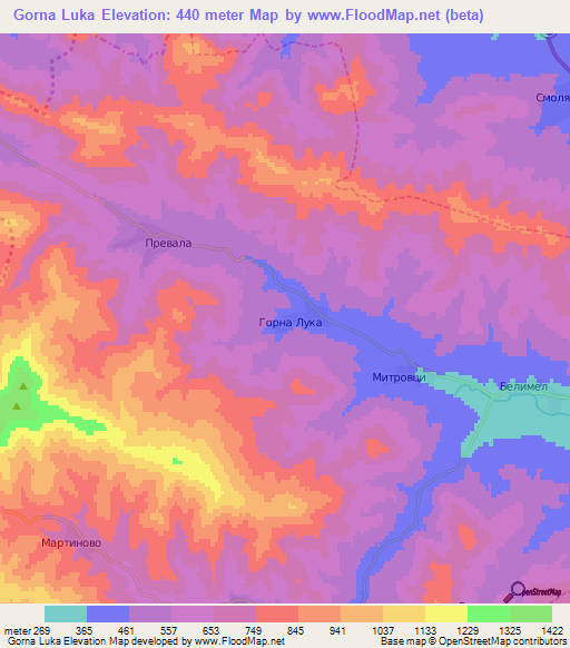 Gorna Luka,Bulgaria Elevation Map