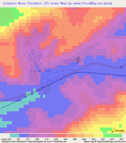 Golyamo Novo,Bulgaria Elevation Map