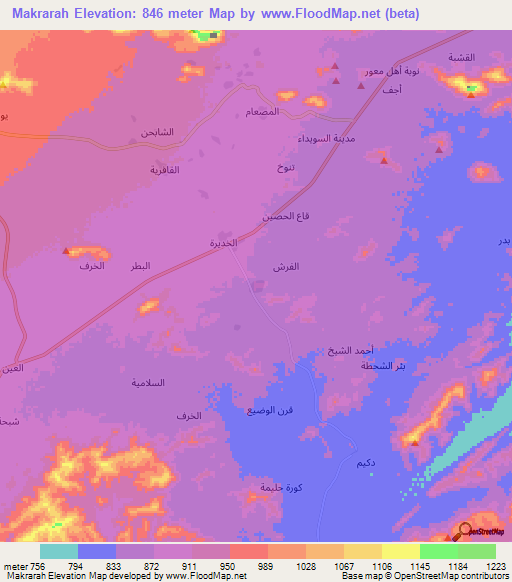 Makrarah,Yemen Elevation Map