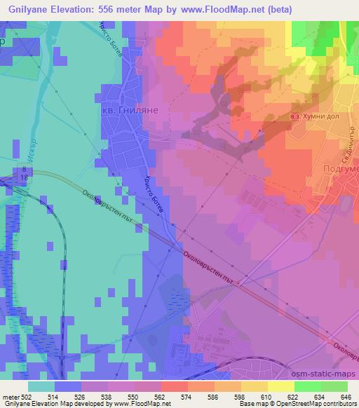 Gnilyane,Bulgaria Elevation Map