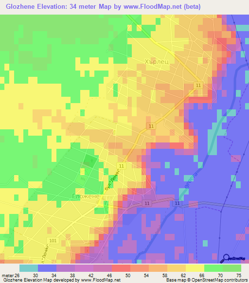 Glozhene,Bulgaria Elevation Map
