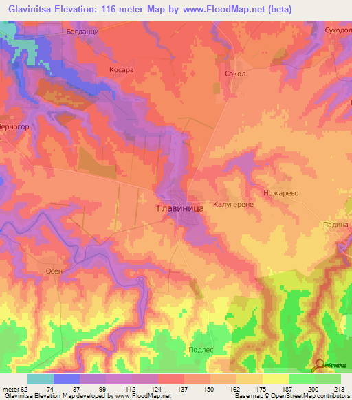 Glavinitsa,Bulgaria Elevation Map