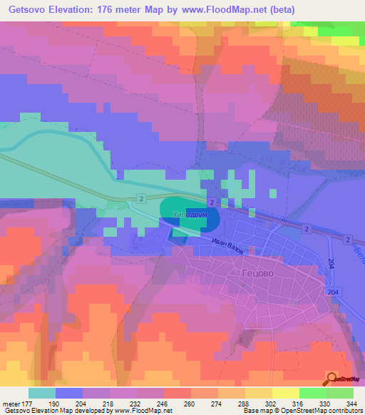 Getsovo,Bulgaria Elevation Map