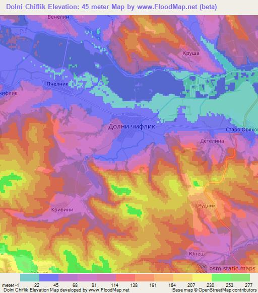 Dolni Chiflik,Bulgaria Elevation Map