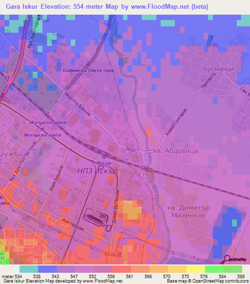 Gara Iskur,Bulgaria Elevation Map