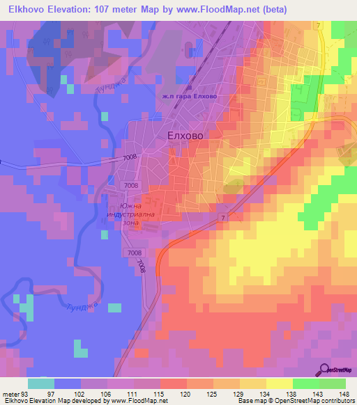 Elkhovo,Bulgaria Elevation Map