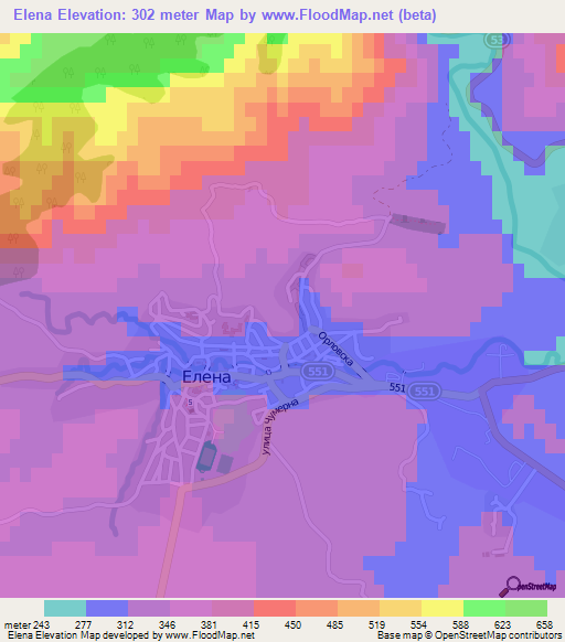 Elena,Bulgaria Elevation Map