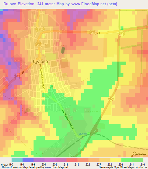 Dulovo,Bulgaria Elevation Map