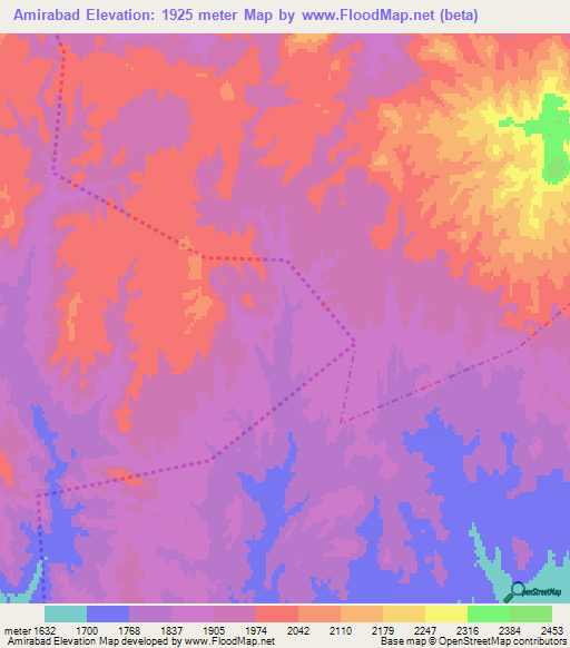 Amirabad,Iran Elevation Map