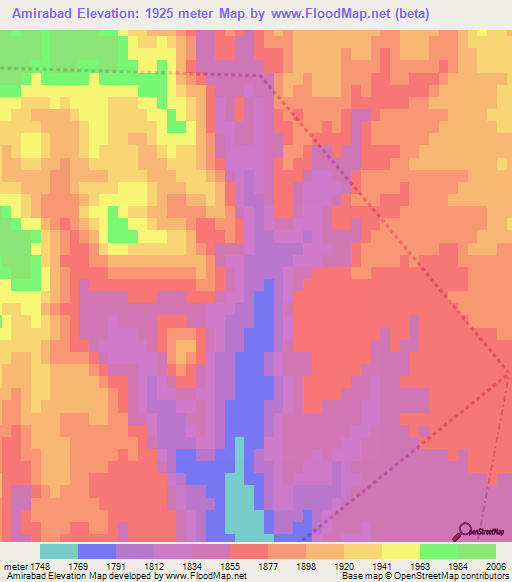 Amirabad,Iran Elevation Map