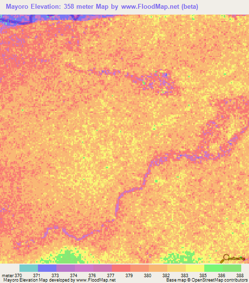Mayoro,Central African Republic Elevation Map