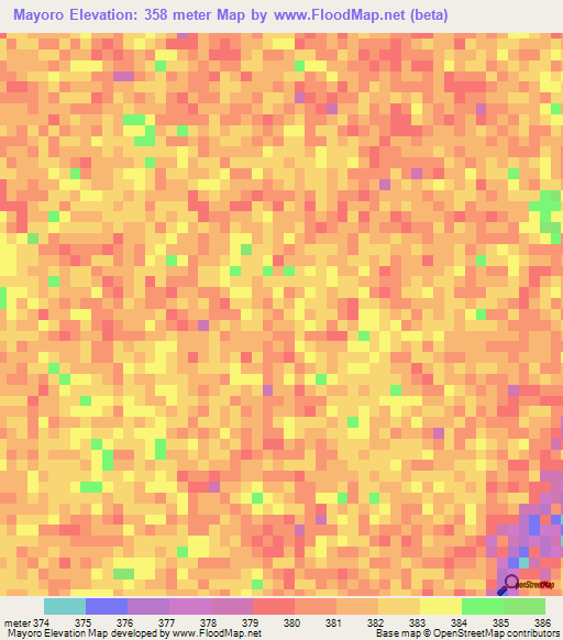 Mayoro,Central African Republic Elevation Map