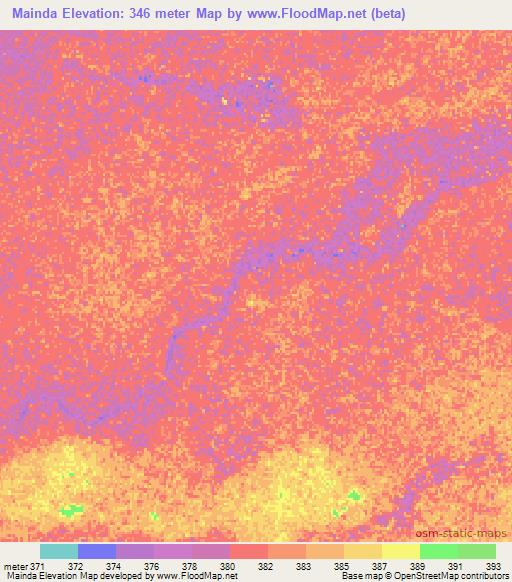 Mainda,Central African Republic Elevation Map