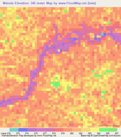 Mainda,Central African Republic Elevation Map