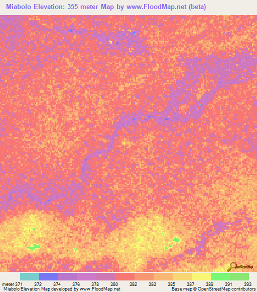 Miabolo,Central African Republic Elevation Map
