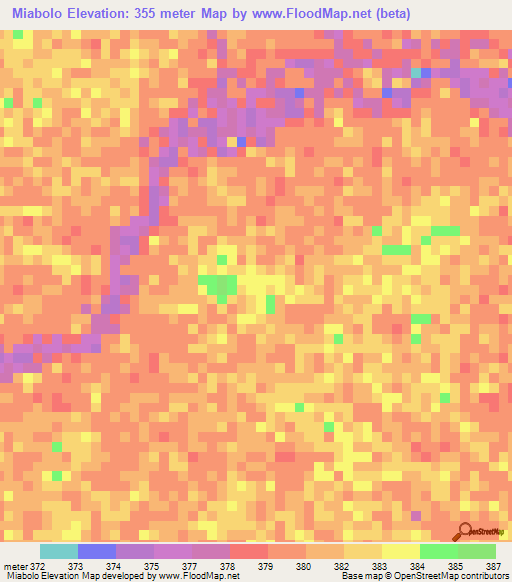Miabolo,Central African Republic Elevation Map