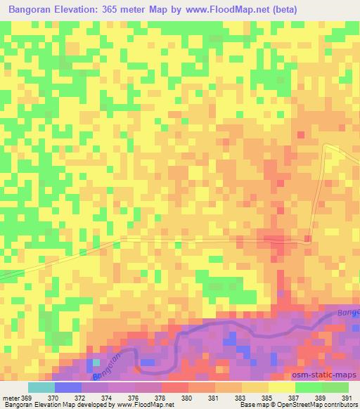 Bangoran,Central African Republic Elevation Map