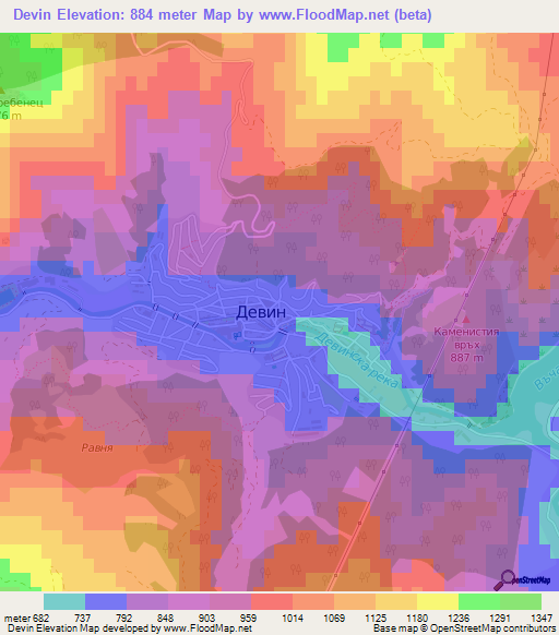 Devin,Bulgaria Elevation Map