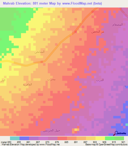 Mahrab,Yemen Elevation Map