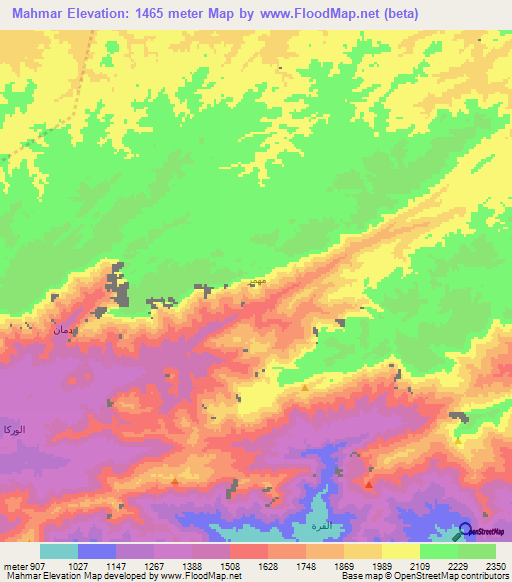 Mahmar,Yemen Elevation Map