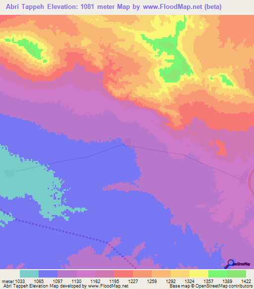 Abri Tappeh,Iran Elevation Map