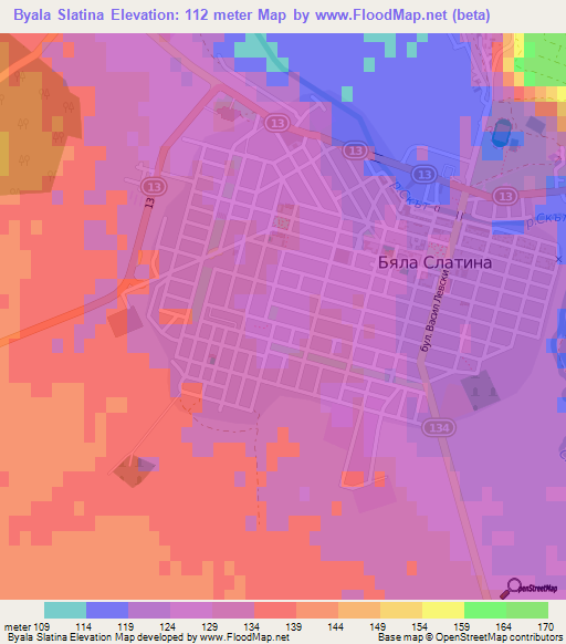 Byala Slatina,Bulgaria Elevation Map
