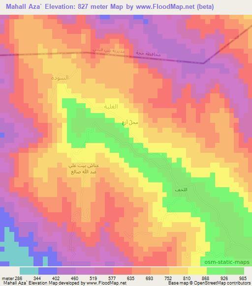 Mahall Aza`,Yemen Elevation Map