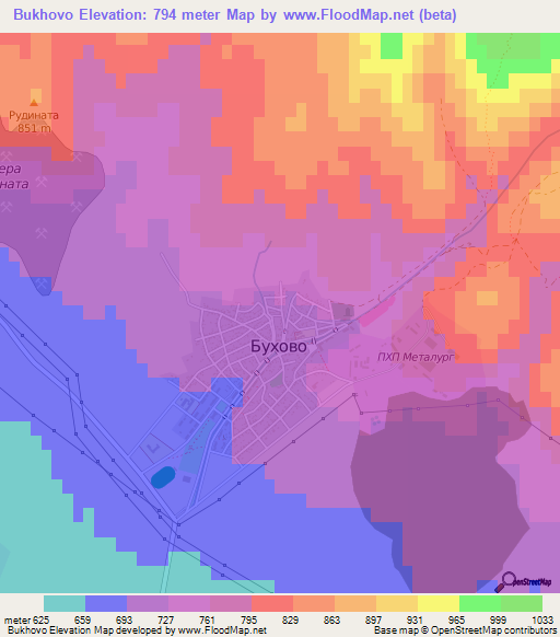 Bukhovo,Bulgaria Elevation Map