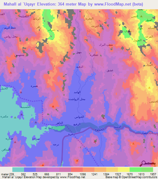 Mahall al `Uqayr,Yemen Elevation Map