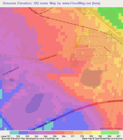 Botunets,Bulgaria Elevation Map