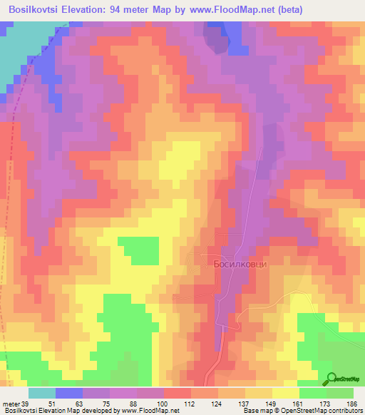 Bosilkovtsi,Bulgaria Elevation Map