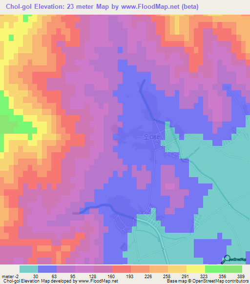 Chol-gol,North Korea Elevation Map