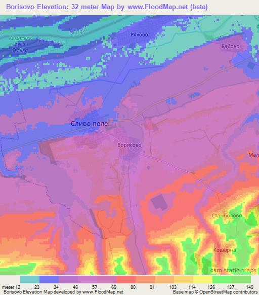 Borisovo,Bulgaria Elevation Map