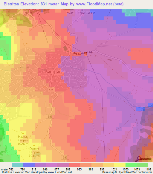Bistritsa,Bulgaria Elevation Map