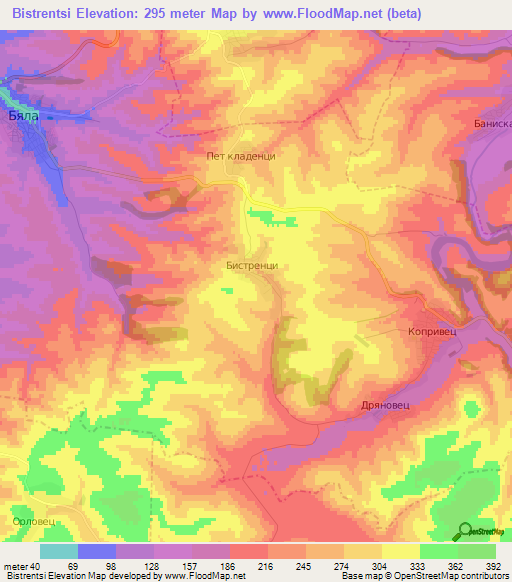 Bistrentsi,Bulgaria Elevation Map