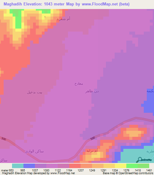 Maghadih,Yemen Elevation Map