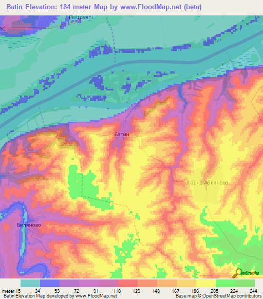 Batin,Bulgaria Elevation Map