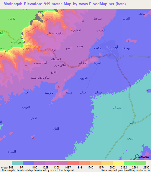Madnaqah,Yemen Elevation Map