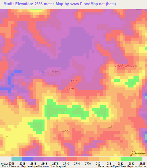 Mudir,Yemen Elevation Map