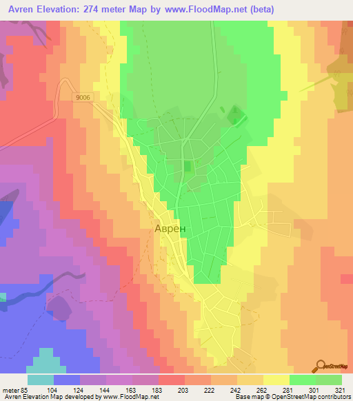 Avren,Bulgaria Elevation Map