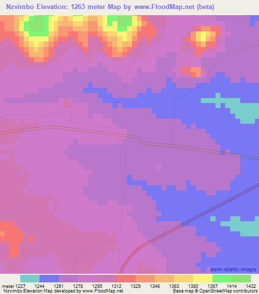 Nzvimbo,Zimbabwe Elevation Map