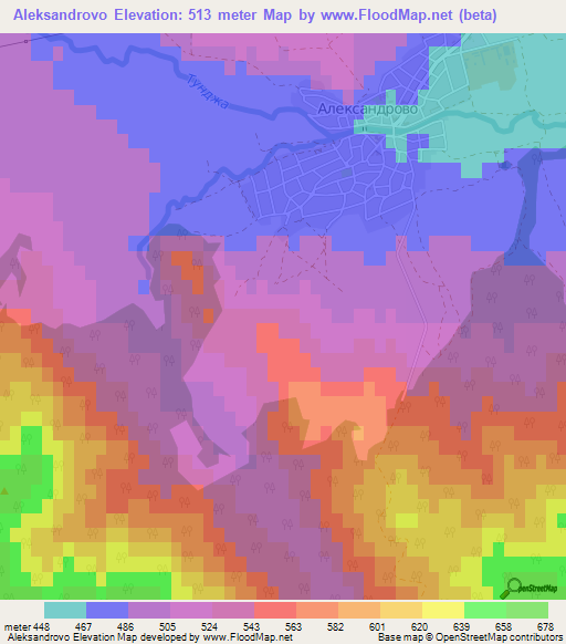 Aleksandrovo,Bulgaria Elevation Map